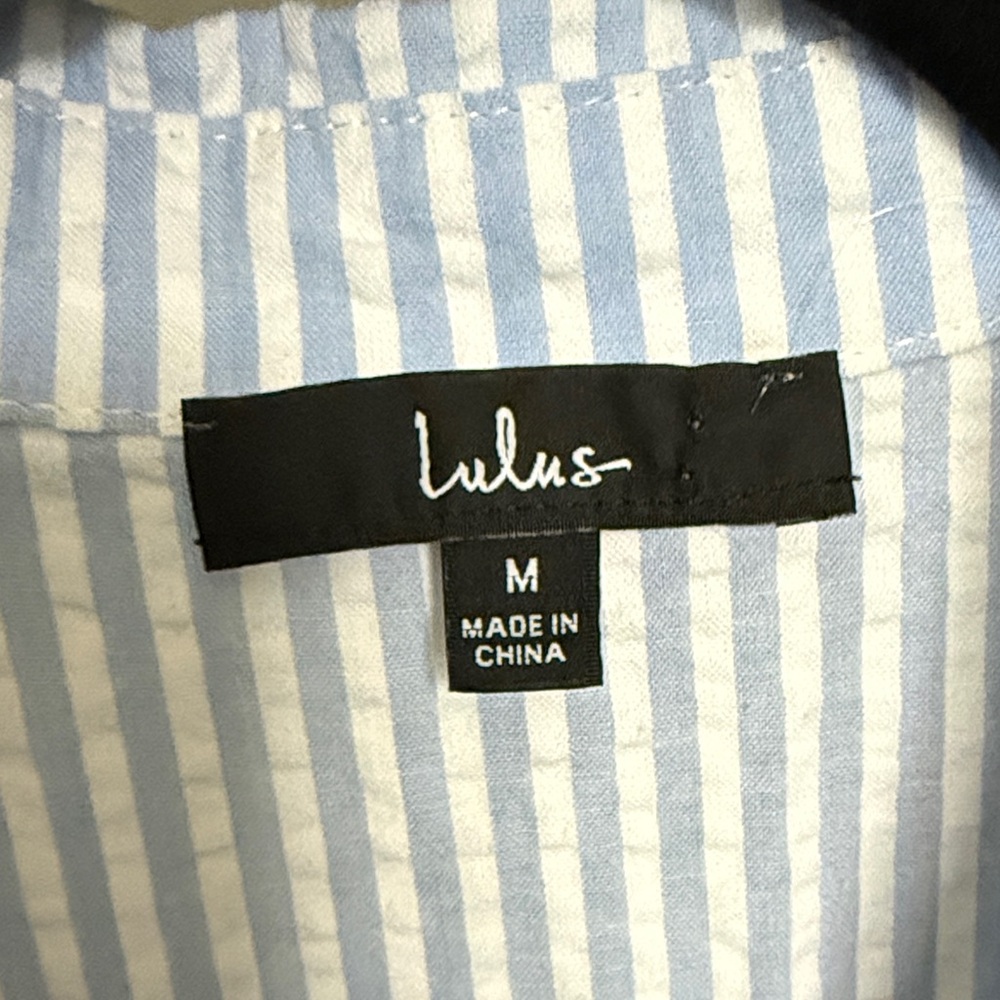 Lulu's M Light Blue Striped Wrap Dress - Picture 4 of 5